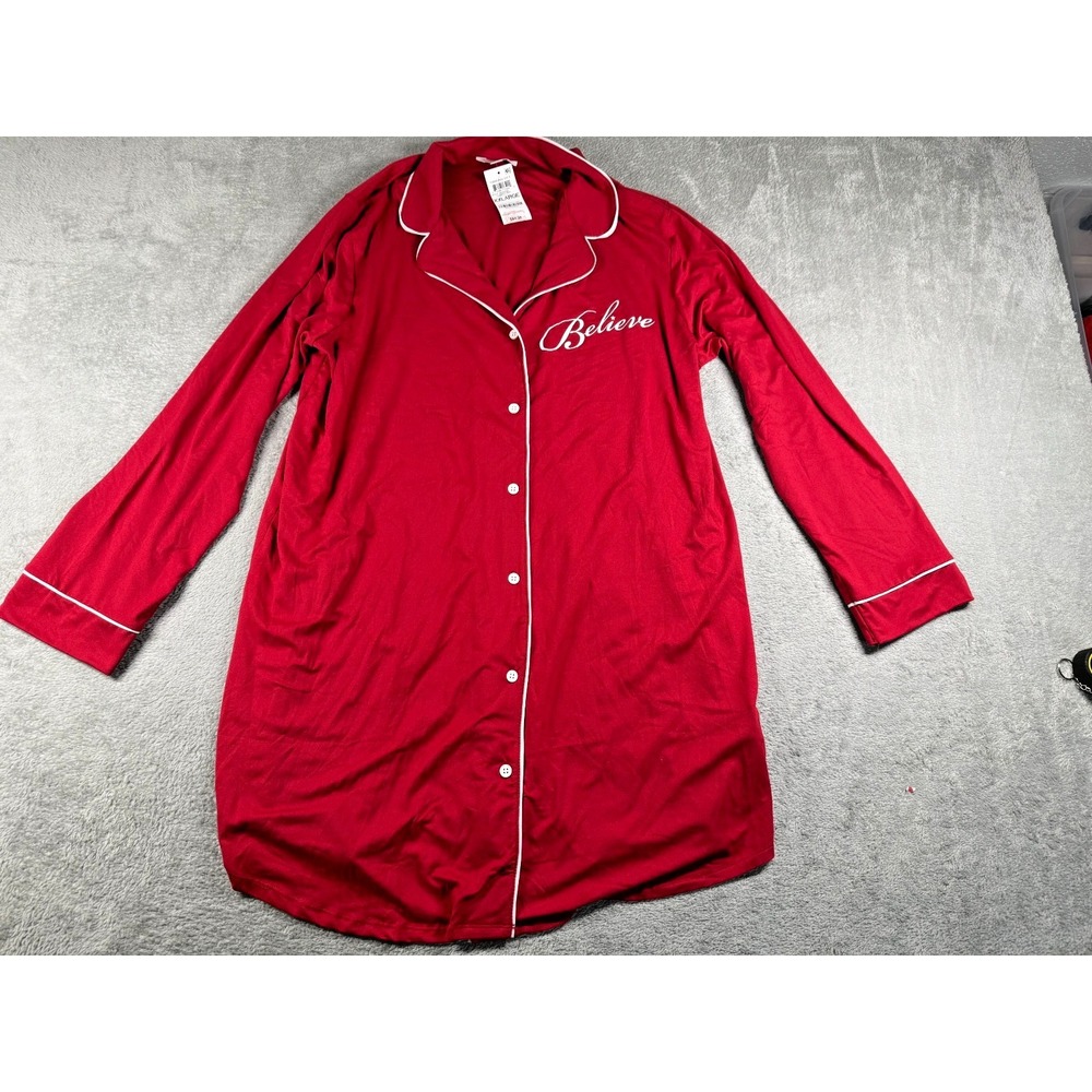 NWT Charter Club Intimates Women's 'Believe' Sleep Shirt Candy Red Size XXL